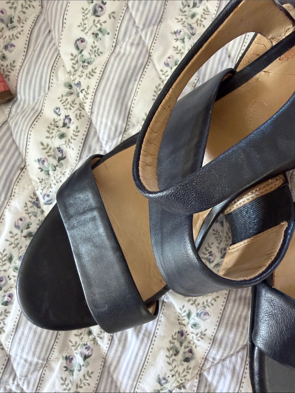 Ann Taylor navy Leather Strappy Block Heels - Picture 10 of 13